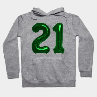 Bright Green 21st Birthday Metallic Helium Balloons Numbers Hoodie